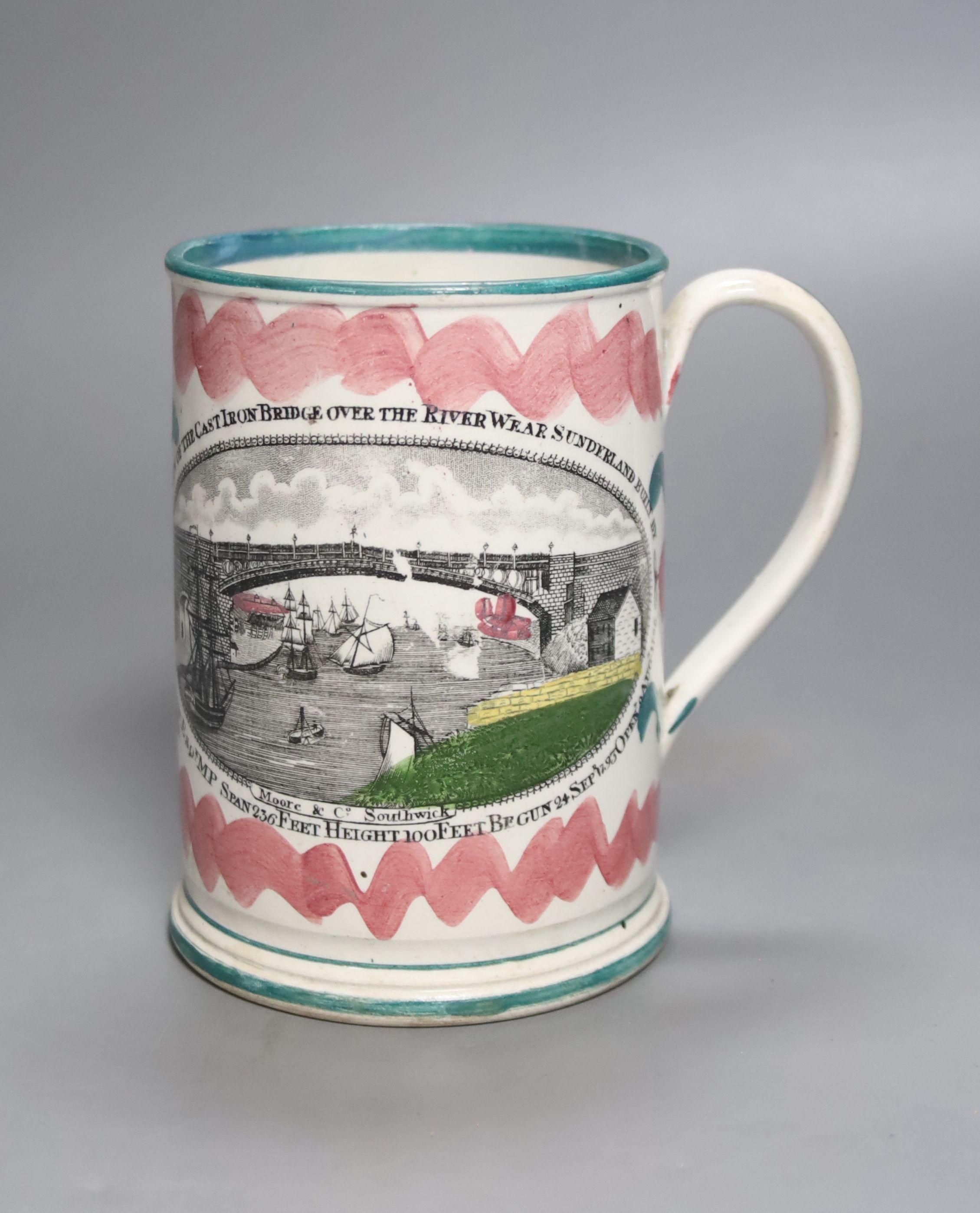 An early 19th century Sunderland pearlware ’frog’ mug, height 12.5cm